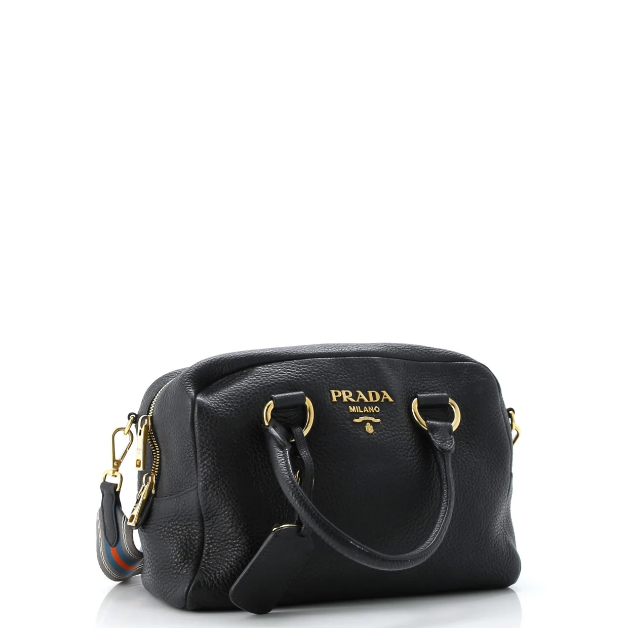 Striped Strap Convertible Bauletto Bag Vitello Phenix Medium - Deep Luxury