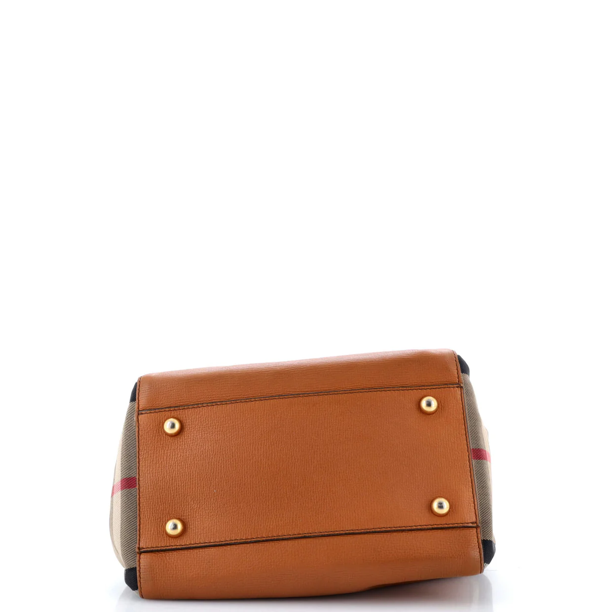 Canterbury Tote Leather and House Check Canvas Small - Deep Luxury