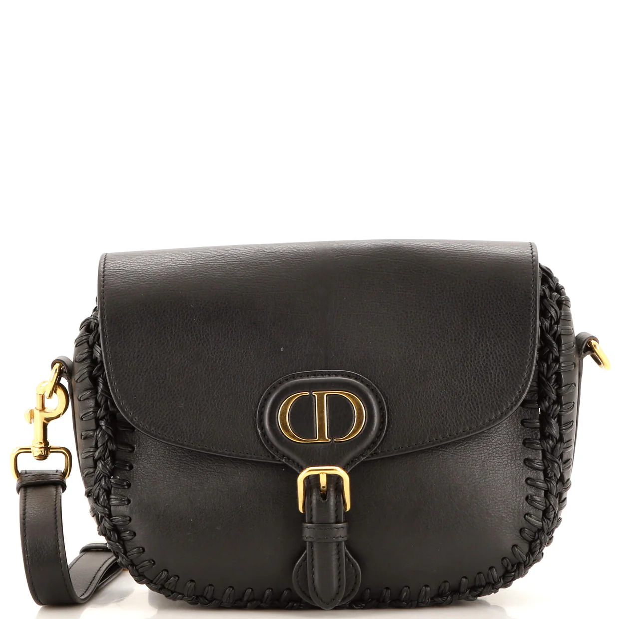 Bobby Flap Bag Whipstitch Leather Medium - Deep Luxury