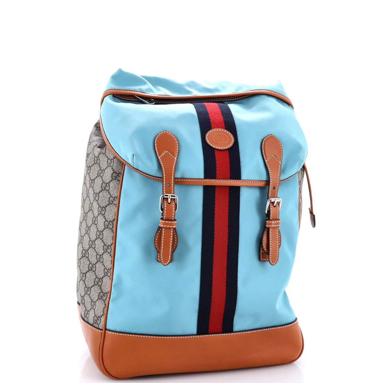 Interlocking G Patch Flap Buckle Backpack Nylon and GG Coated Canvas - Deep Luxury