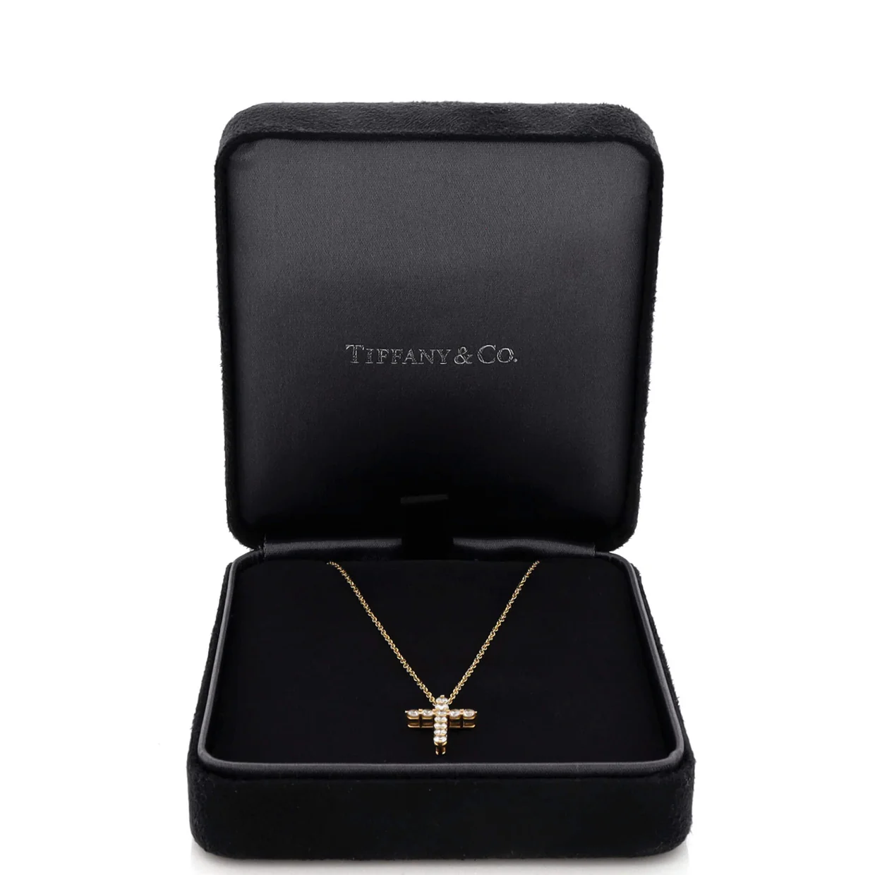 Cross Pendant Necklace 18K Yellow Gold with Diamonds Small - Deep Luxury