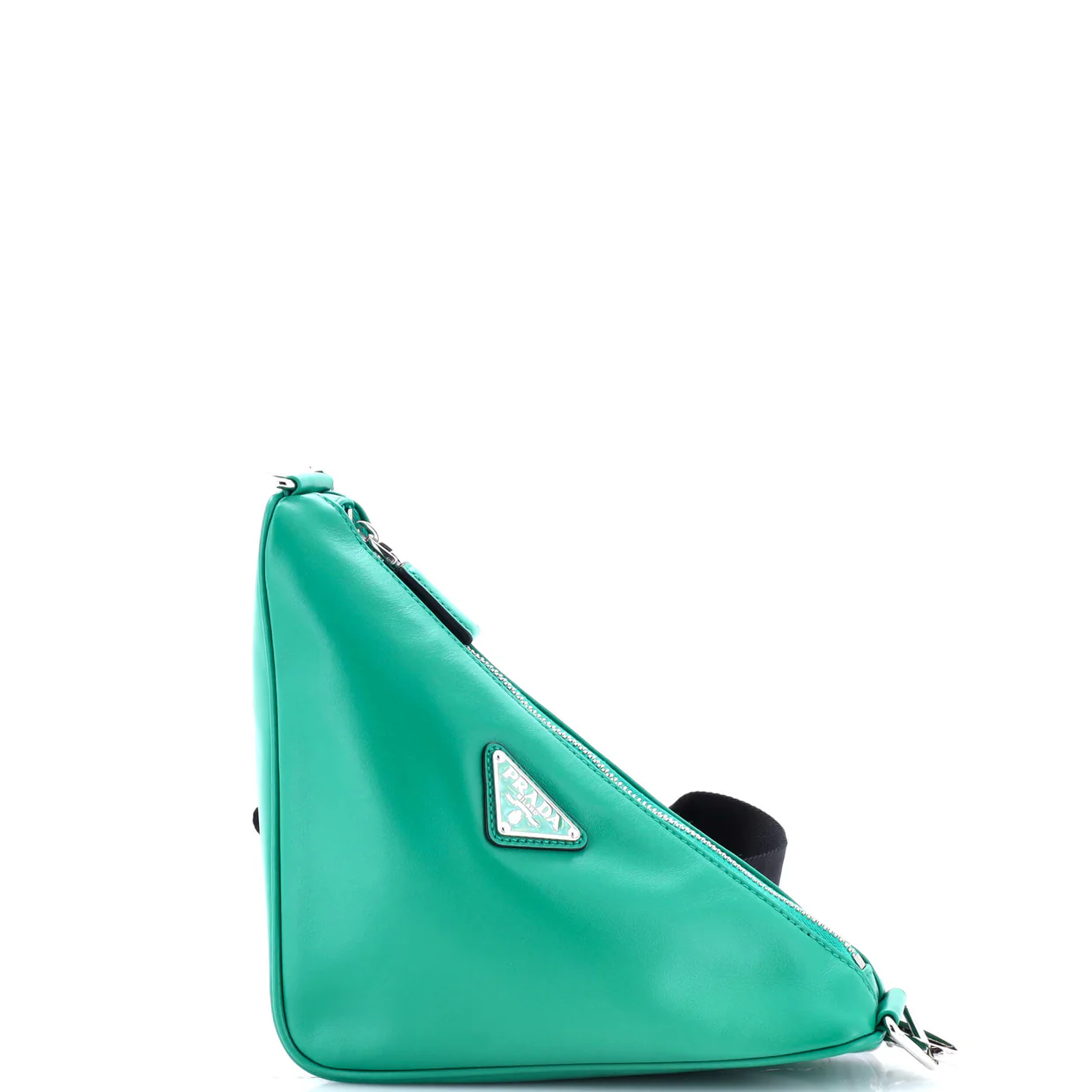 Triangle Logo Zip Crossbody Bag Soft Leather Small - Deep Luxury