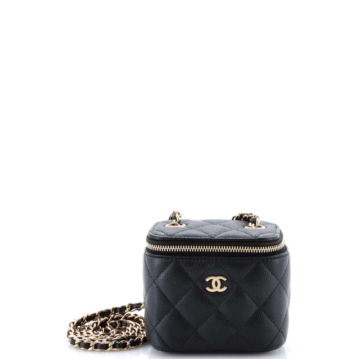 Classic Vanity Case with Chain Quilted Caviar Mini - Deep Luxury