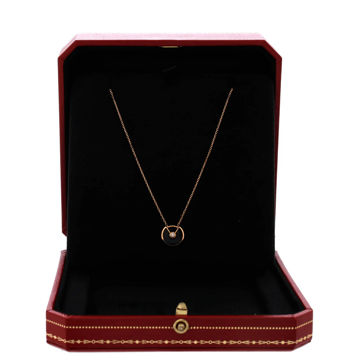 Amulette de Cartier Pendant Necklace 18K Rose Gold with Onyx and Diamond XS - Deep Luxury