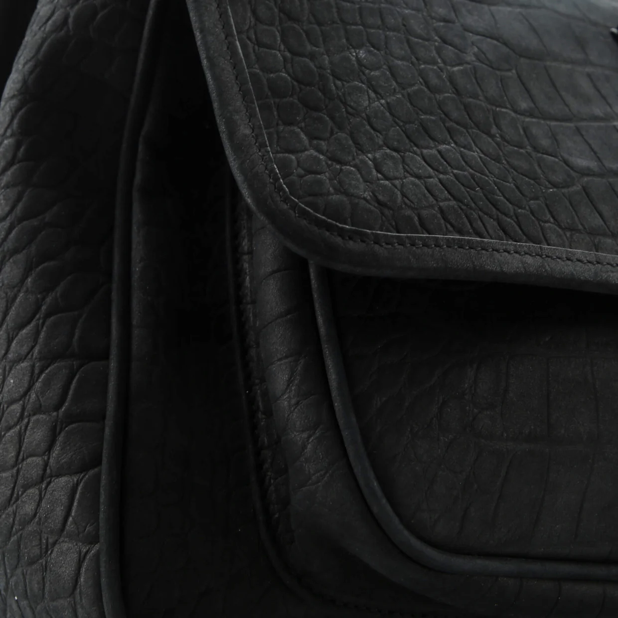 Niki Chain Flap Bag Crocodile Embossed Nubuck Medium - Deep Luxury