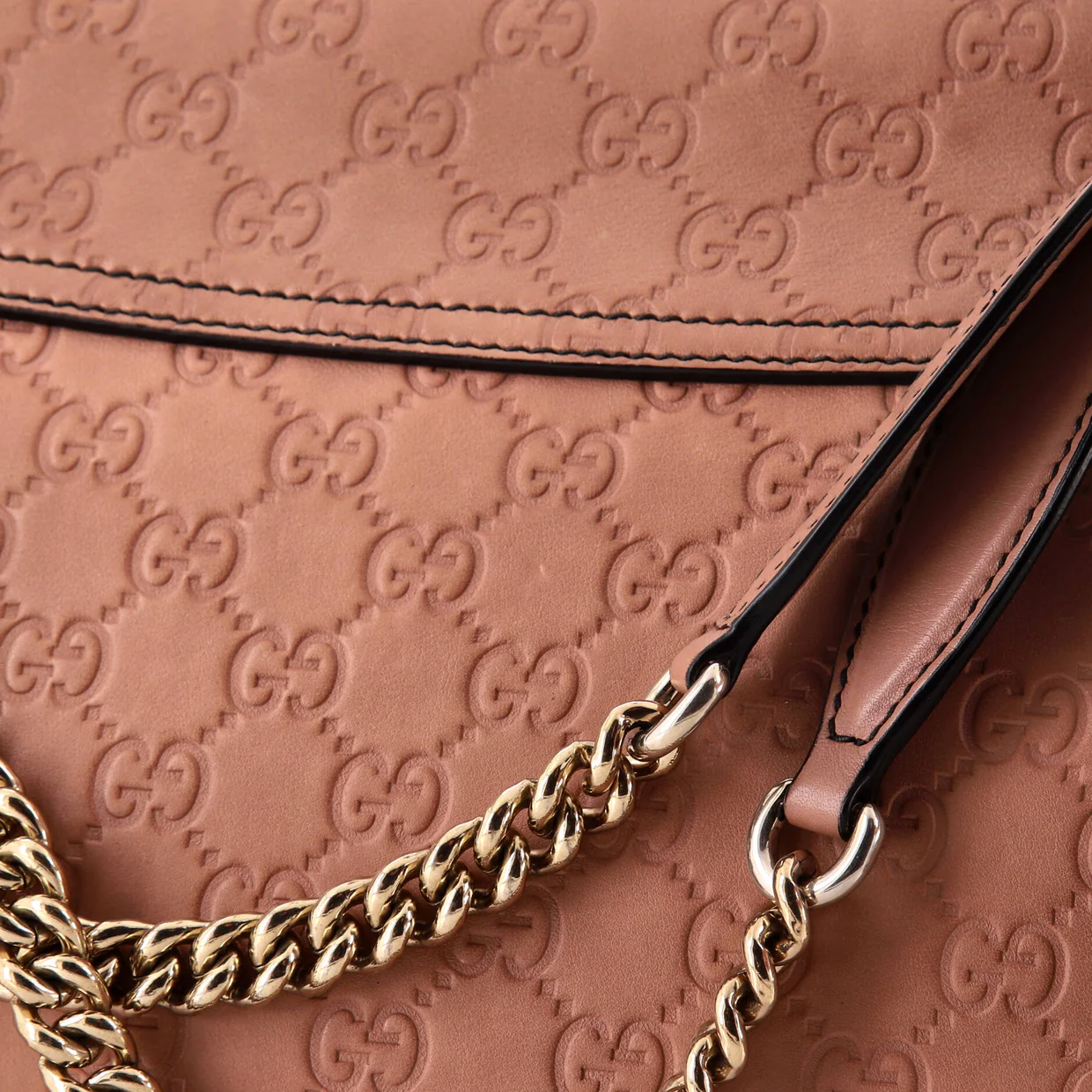 Emily Chain Flap Shoulder Bag Guccissima Leather Large - Deep Luxury