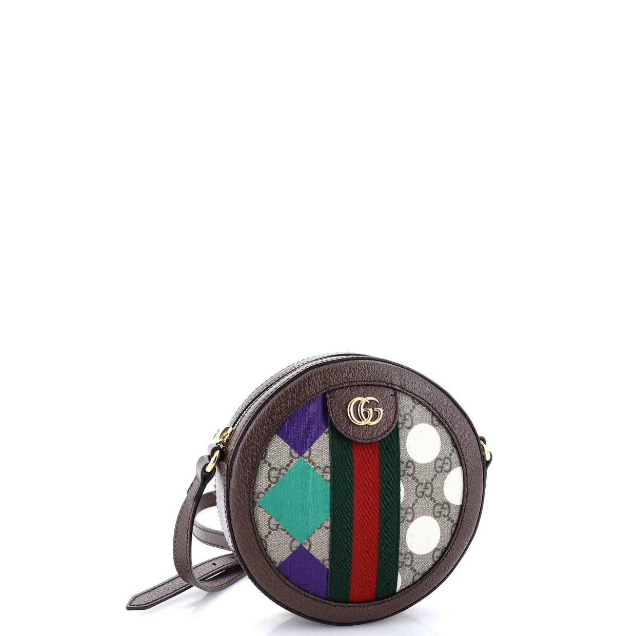 Ophidia Round Shoulder Bag Printed GG Coated Canvas Mini - Deep Luxury