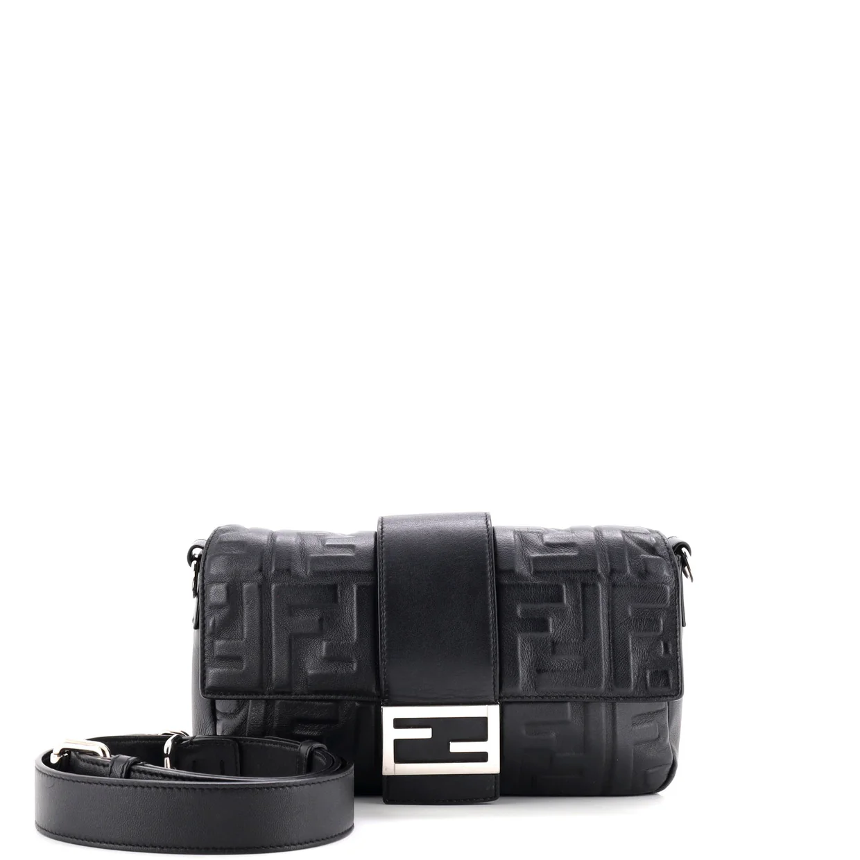Baguette Convertible Belt Bag Zucca Embossed Leather Medium - Deep Luxury