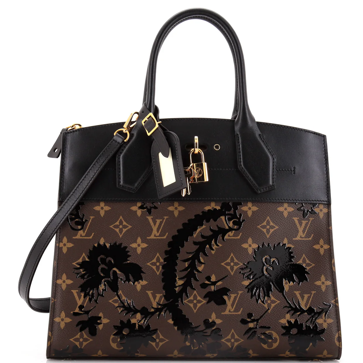 City Steamer Handbag Limited Edition Blossom Monogram Canvas and Leather MM - Deep Luxury