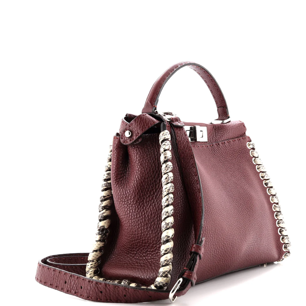 Selleria Peekaboo Bag Leather with Python Whipstitch Regular - Deep Luxury