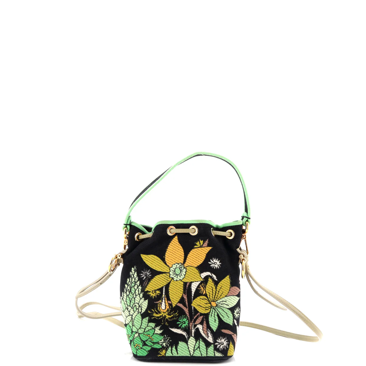 Mon Tresor Bucket Bag Embroidered Canvas Mini - Deep Luxury
