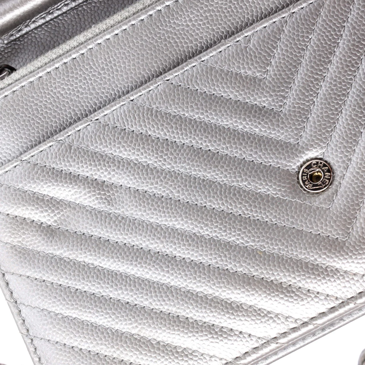 Boy Wallet on Chain Chevron Calfskin - Deep Luxury