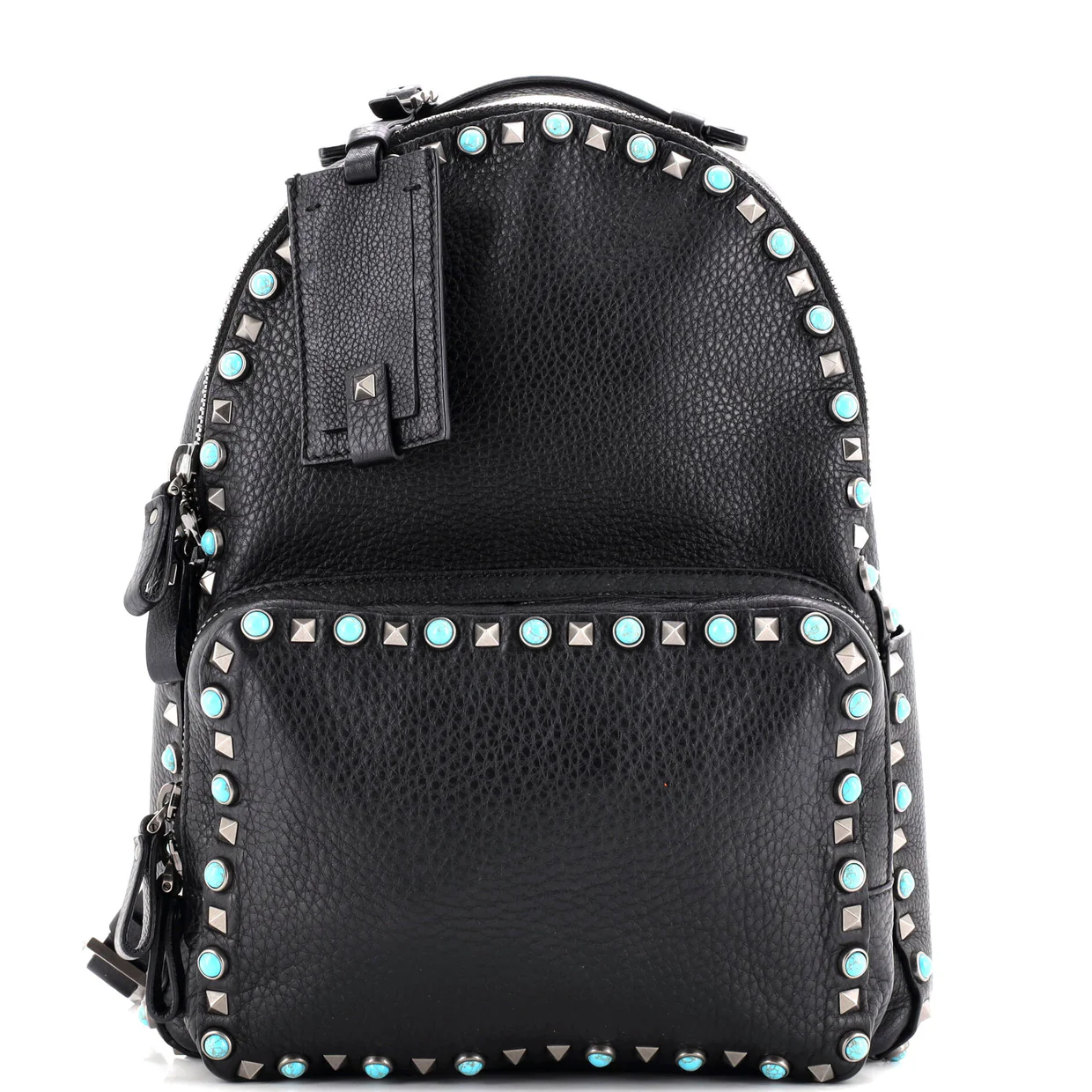 Rolling Rockstud Backpack Leather with Cabochons Medium - Deep Luxury