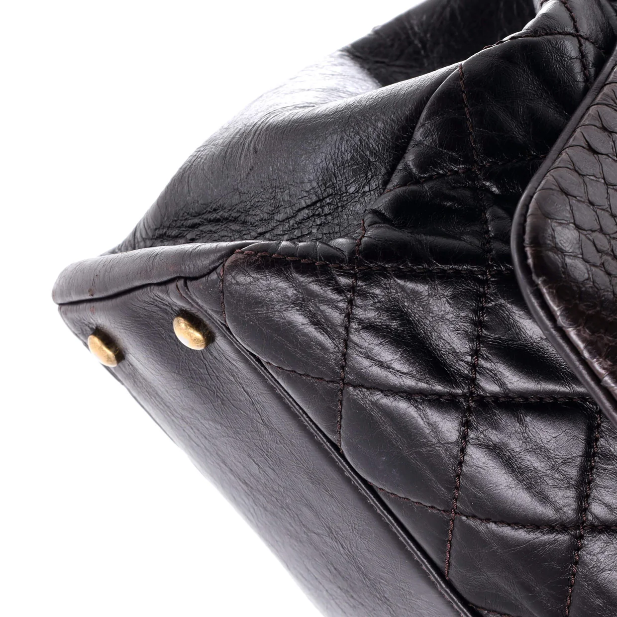 Urban Mix Tote Quilted Glazed Calfskin and Python Medium - Deep Luxury