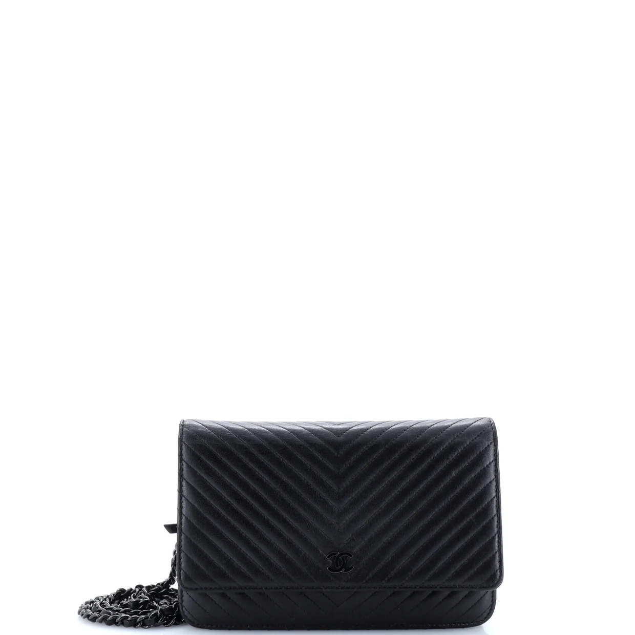 Wallet on Chain Chevron Lambskin - Deep Luxury