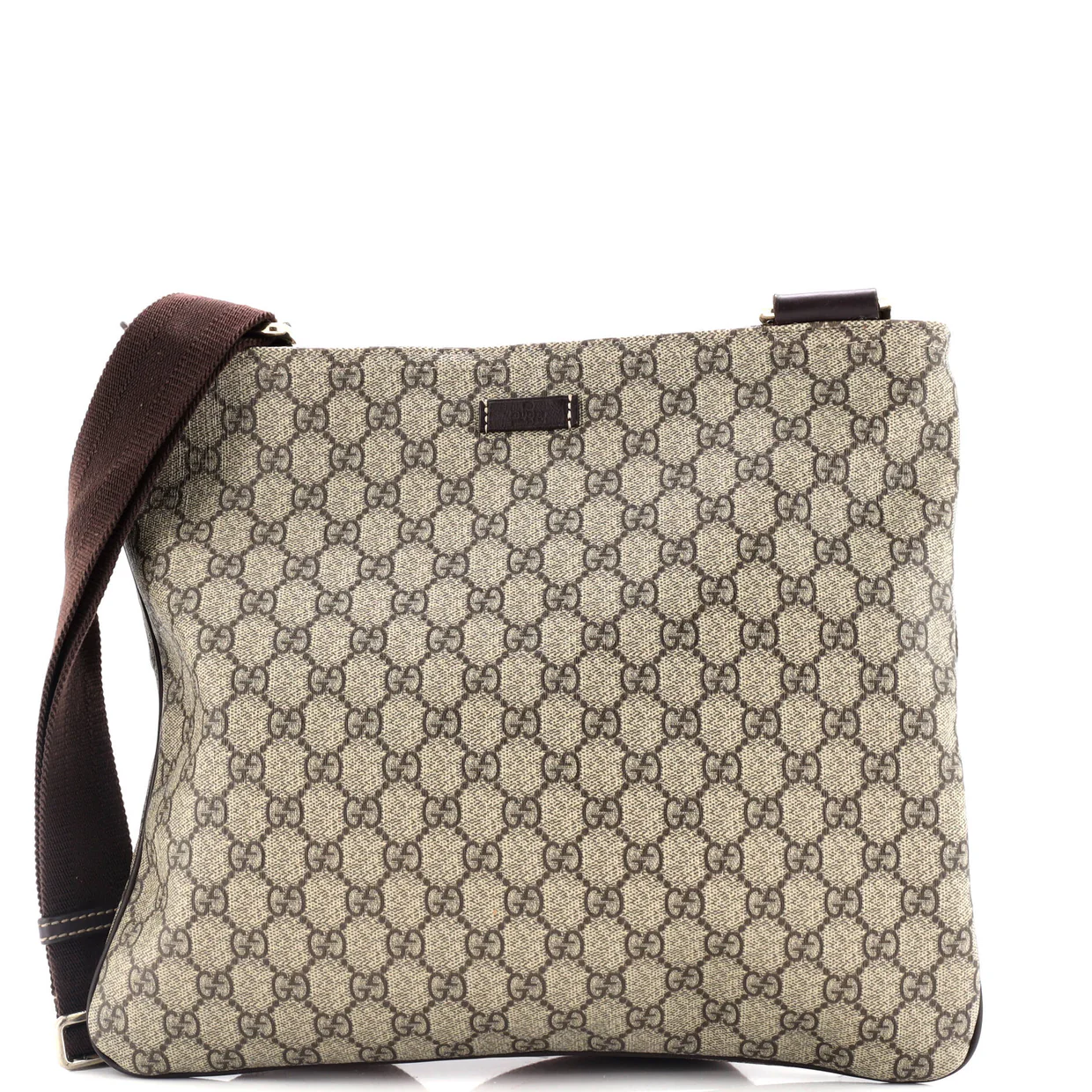 Zip Top Messenger Bag GG Coated Canvas Large - Deep Luxury