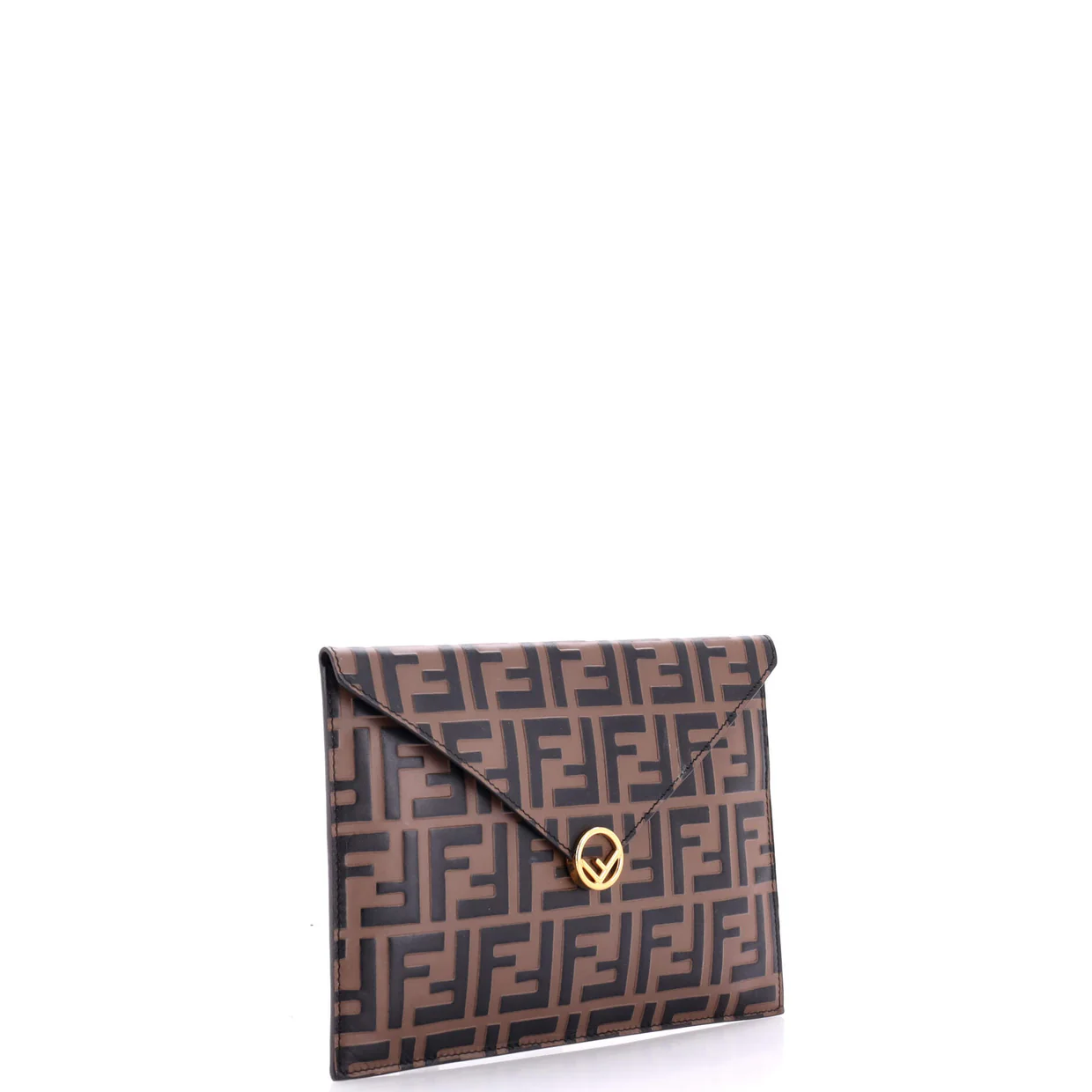 F is Fendi Envelope Flat Pouch Zucca Embossed Leather Large - Deep Luxury