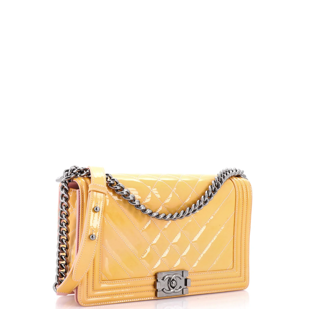 Boy Flap Bag Chevron Patent Old Medium - Deep Luxury