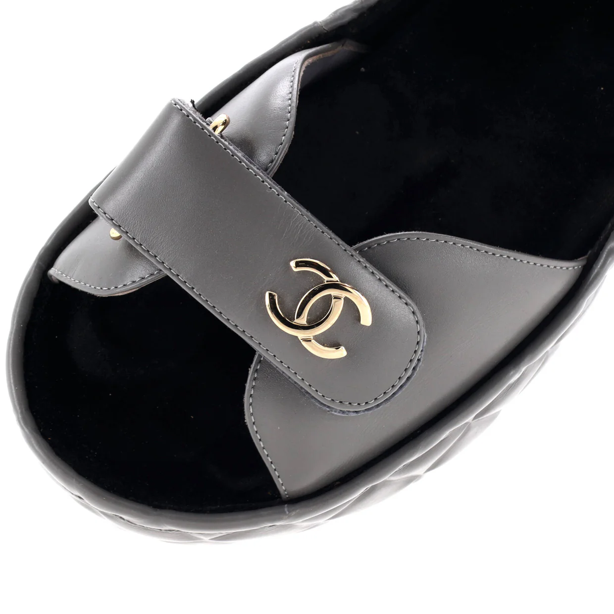 Women's Logo Velcro Strap Wedge Sandals Quilted Leather - Deep Luxury