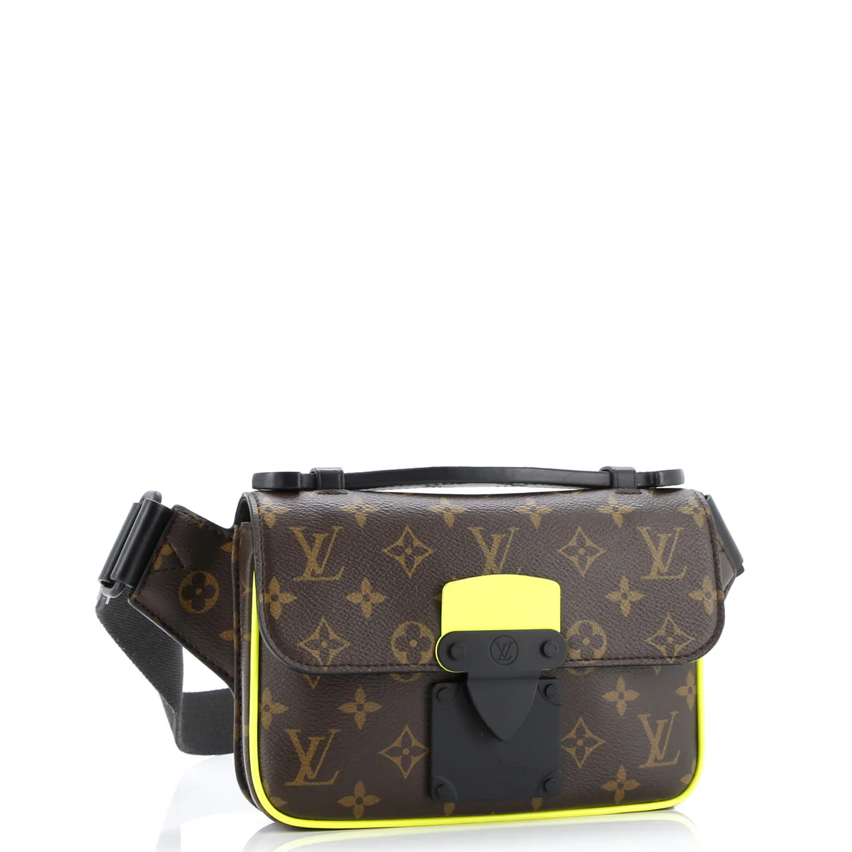 S Lock Sling Bag Macassar Monogram Canvas - Deep Luxury