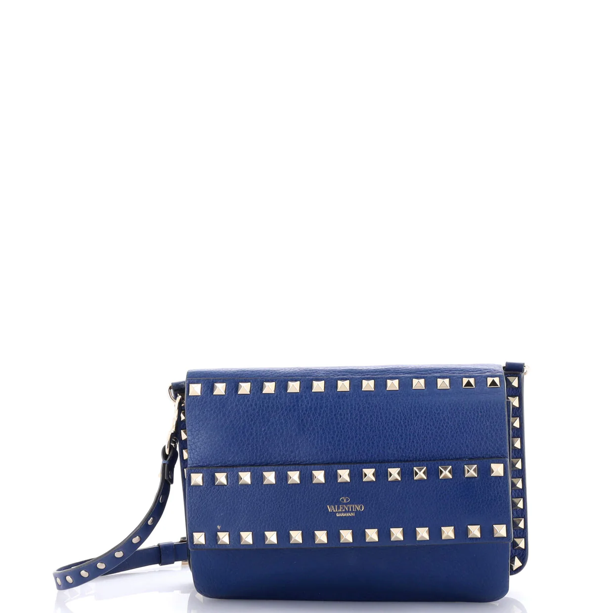 Rockstud Front Handle Flap Bag Leather Small - Deep Luxury