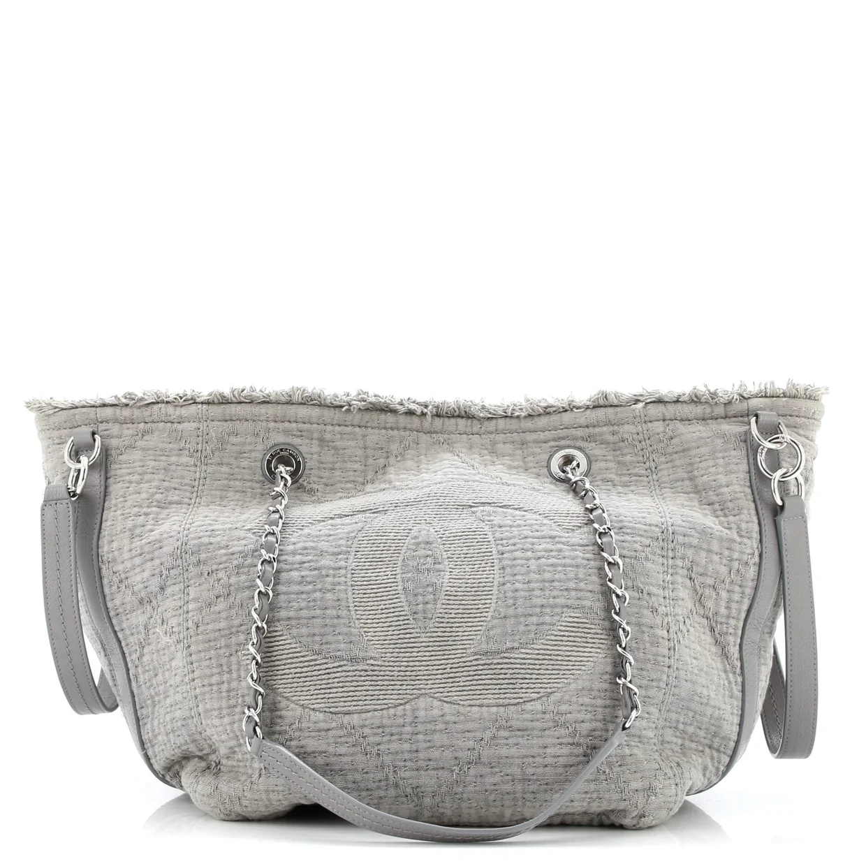 Double Face Deauville Tote Fringe Quilted Canvas Small - Deep Luxury