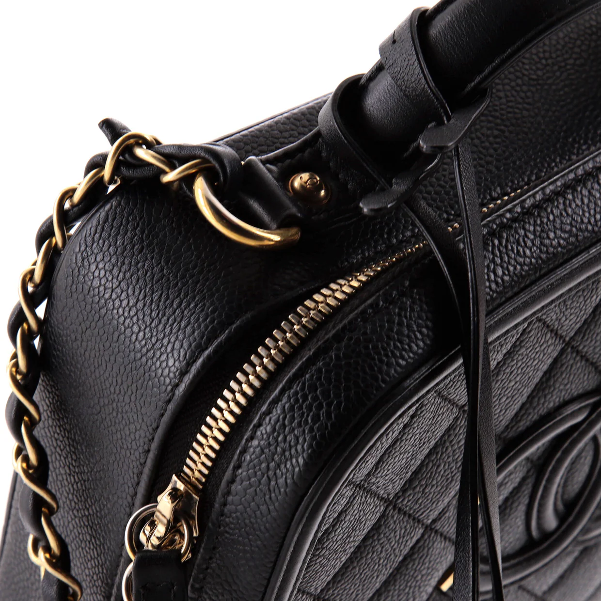 Filigree Vanity Case Quilted Caviar Medium - Deep Luxury