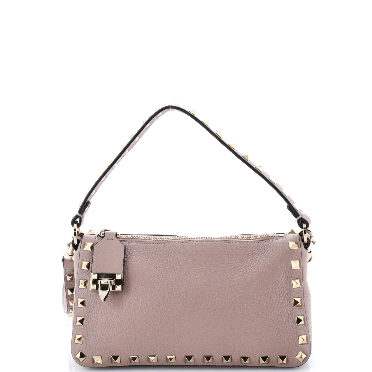 Rockstud Zip Pochette Shoulder Bag Leather Small - Deep Luxury