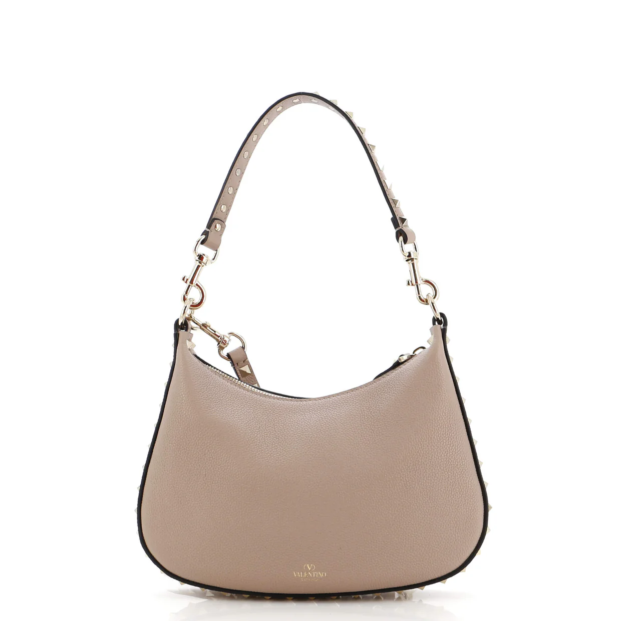 Rockstud Zip Hobo Bag Leather Small - Deep Luxury