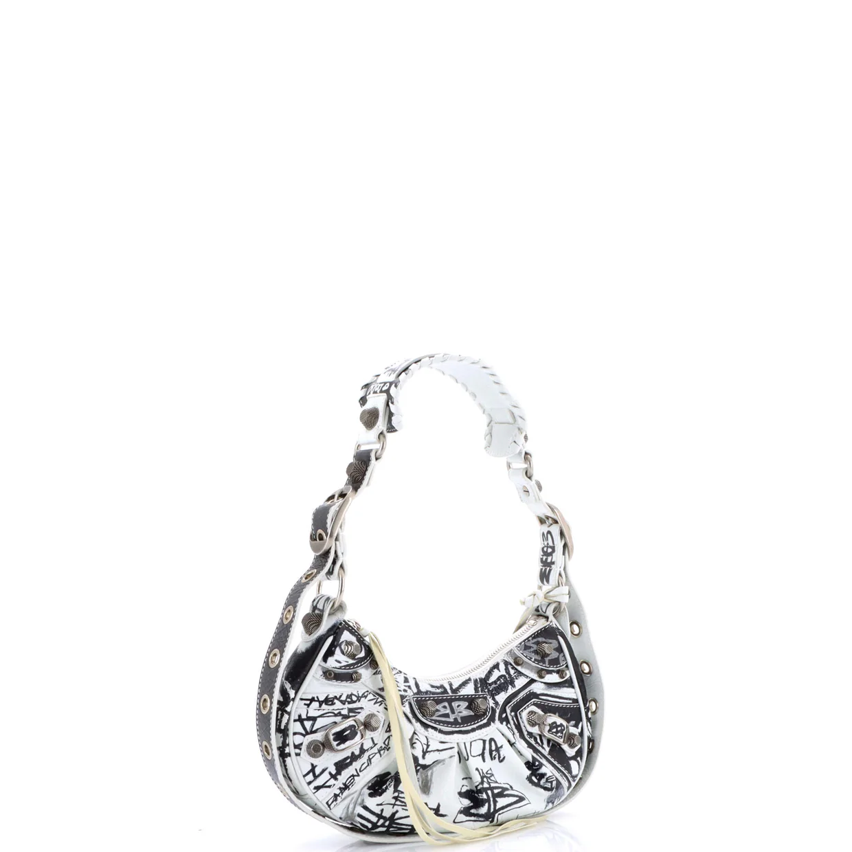 Le Cagole Graffiti Giant Studs Shoulder Bag Leather XS - Deep Luxury