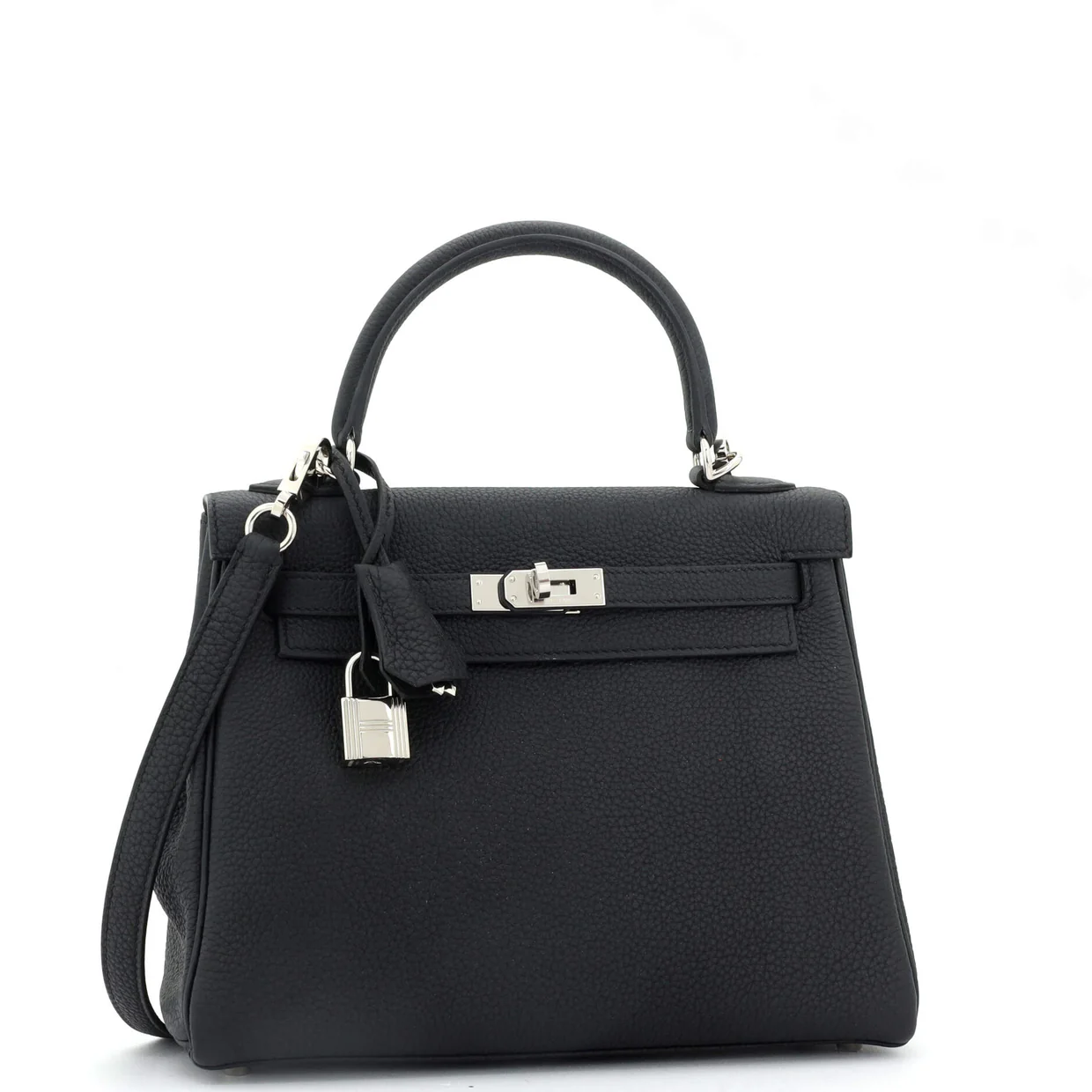 Kelly Handbag Noir Togo with Palladium Hardware 25 - Deep Luxury