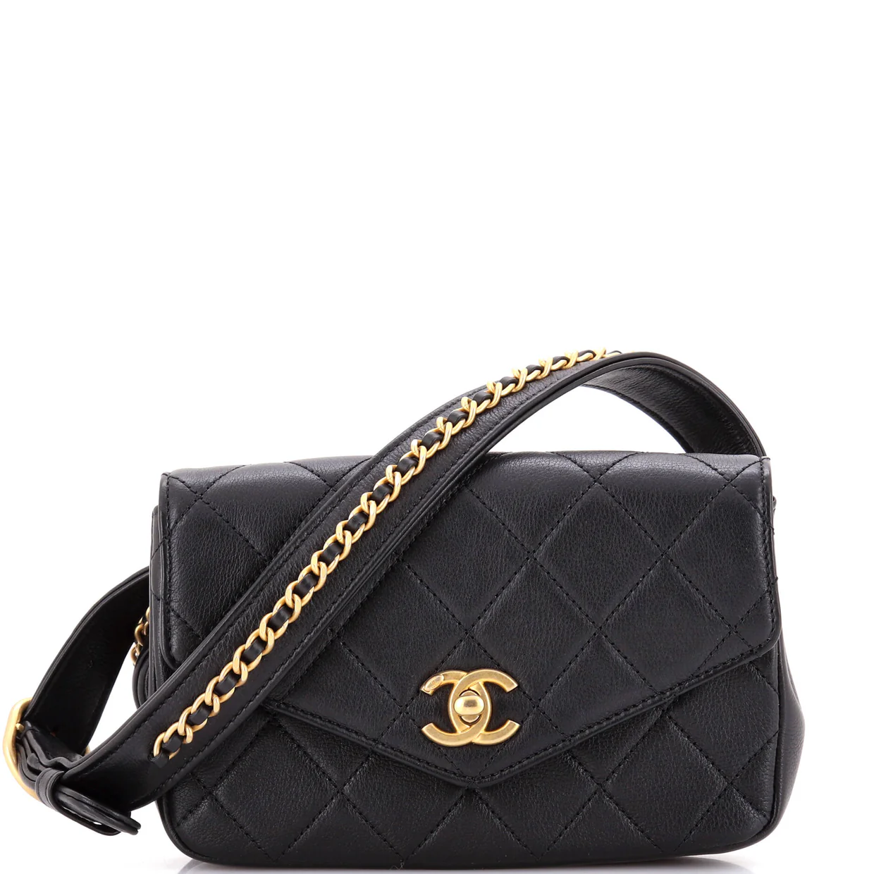 Chain Envelope Belt Bag Quilted Calfskin - Deep Luxury
