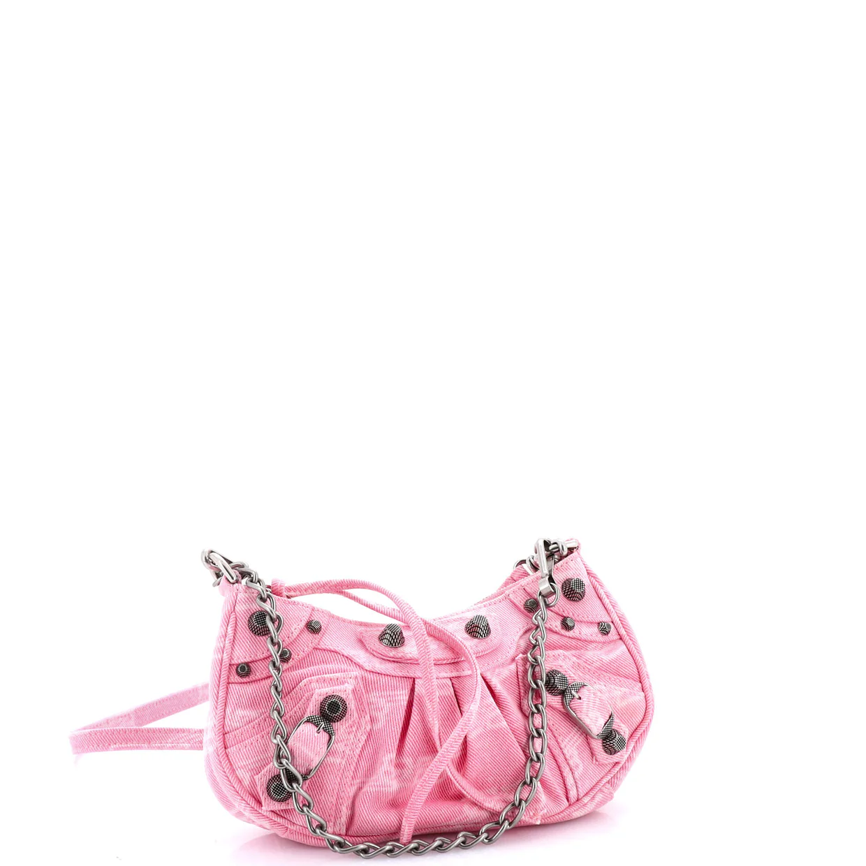 Le Cagole Giant Studs Shoulder Bag BB Monogram Denim Mini - Deep Luxury