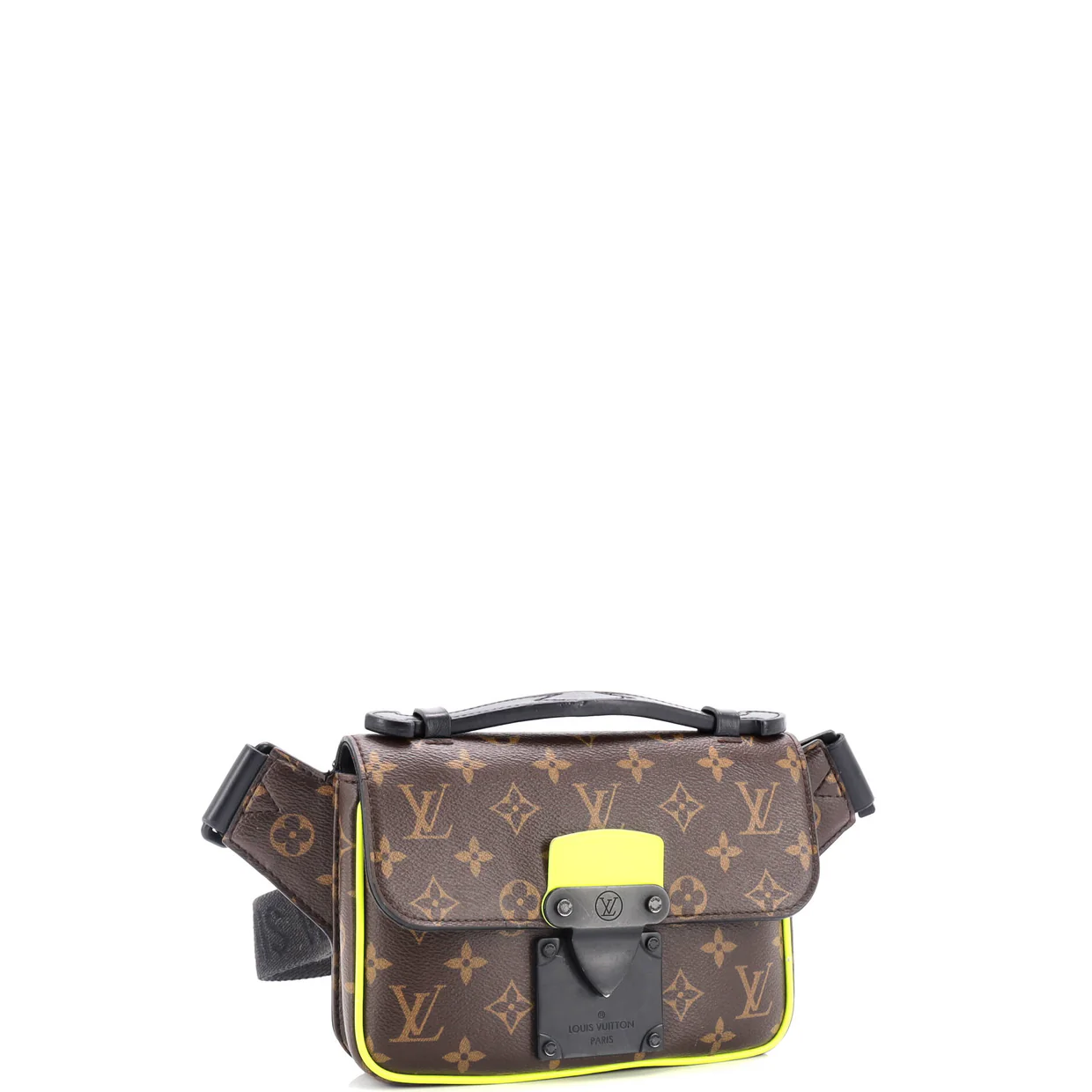 S Lock Sling Bag Macassar Monogram Canvas - Deep Luxury