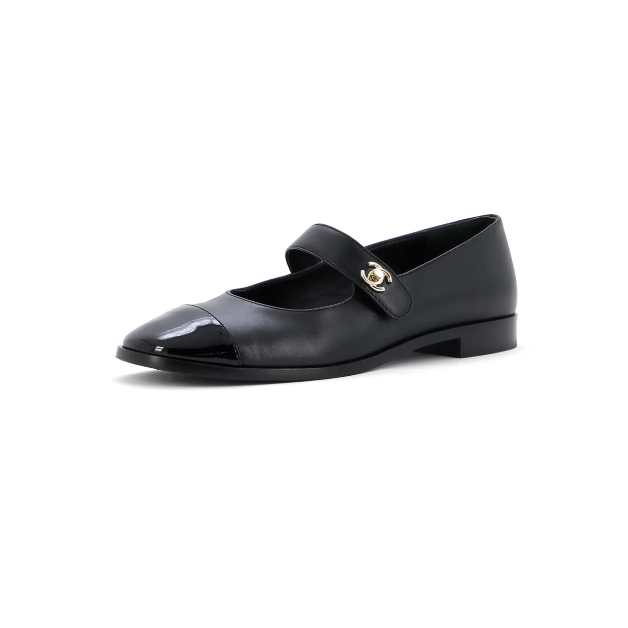 Women's CC Turnlock Mary Jane Flats Leather with Patent - Deep Luxury