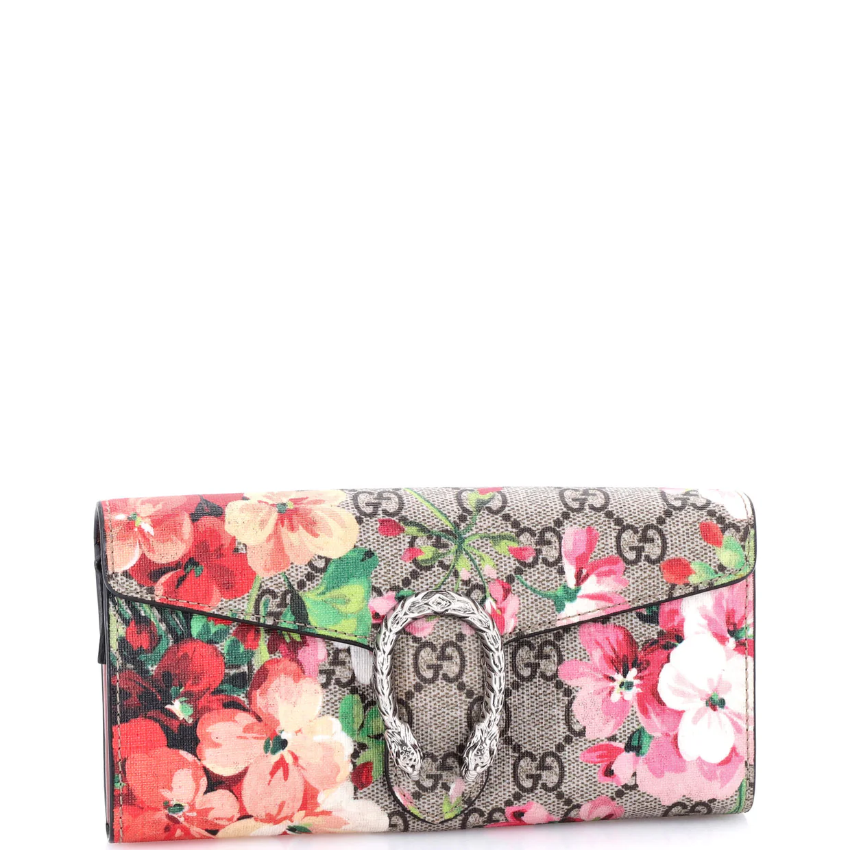 Dionysus Chain Wallet Blooms Print GG Coated Canvas Long - Deep Luxury