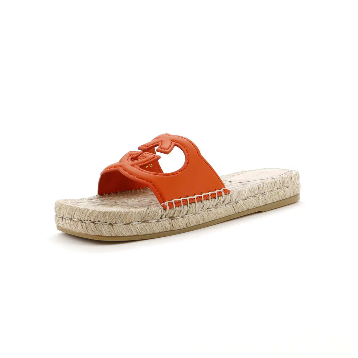 Women's Interlocking G Cut-Out Espadrille Slide Sandals Leather - Deep Luxury