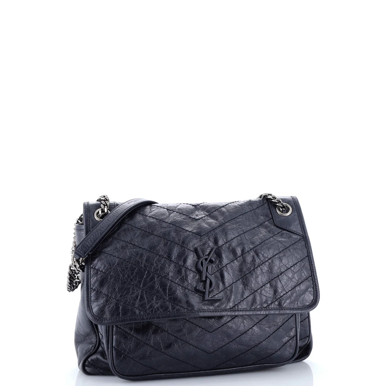 Niki Chain Flap Bag Matelasse Chevron Leather Medium - Deep Luxury