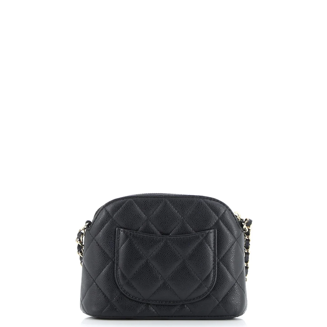 CC Dome Zip Clutch with Chain Quilted Caviar Mini - Deep Luxury