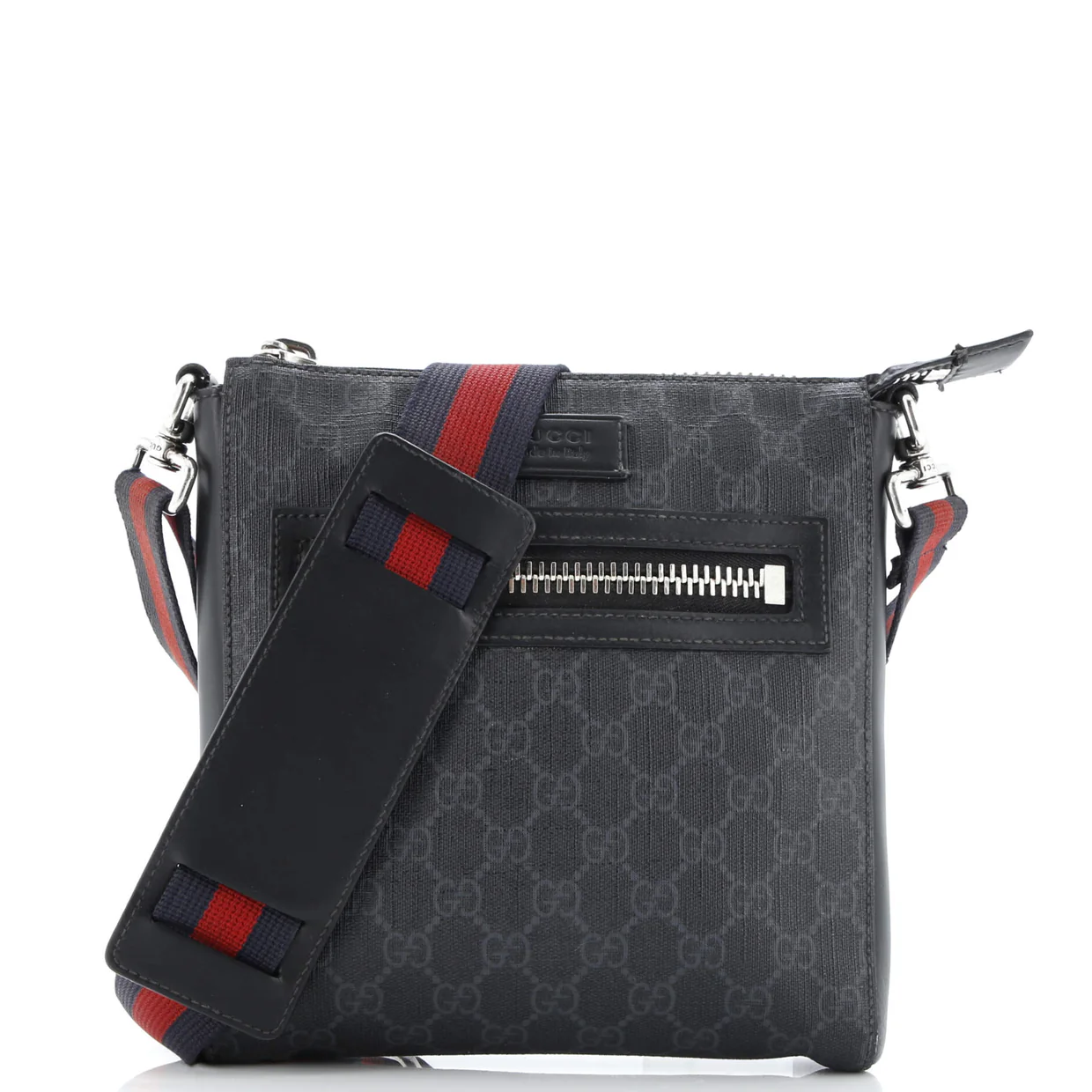 Web Strap Front Zip Messenger Bag GG Coated Canvas Small - Deep Luxury
