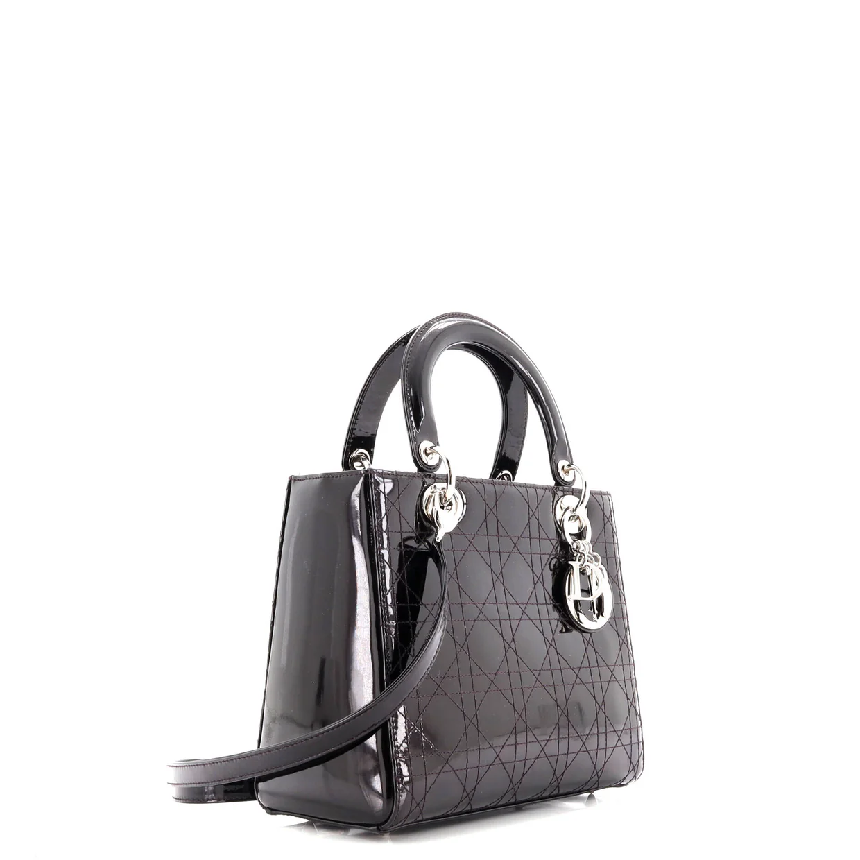 Lady Dior Bag Cannage Stitch Patent Medium - Deep Luxury