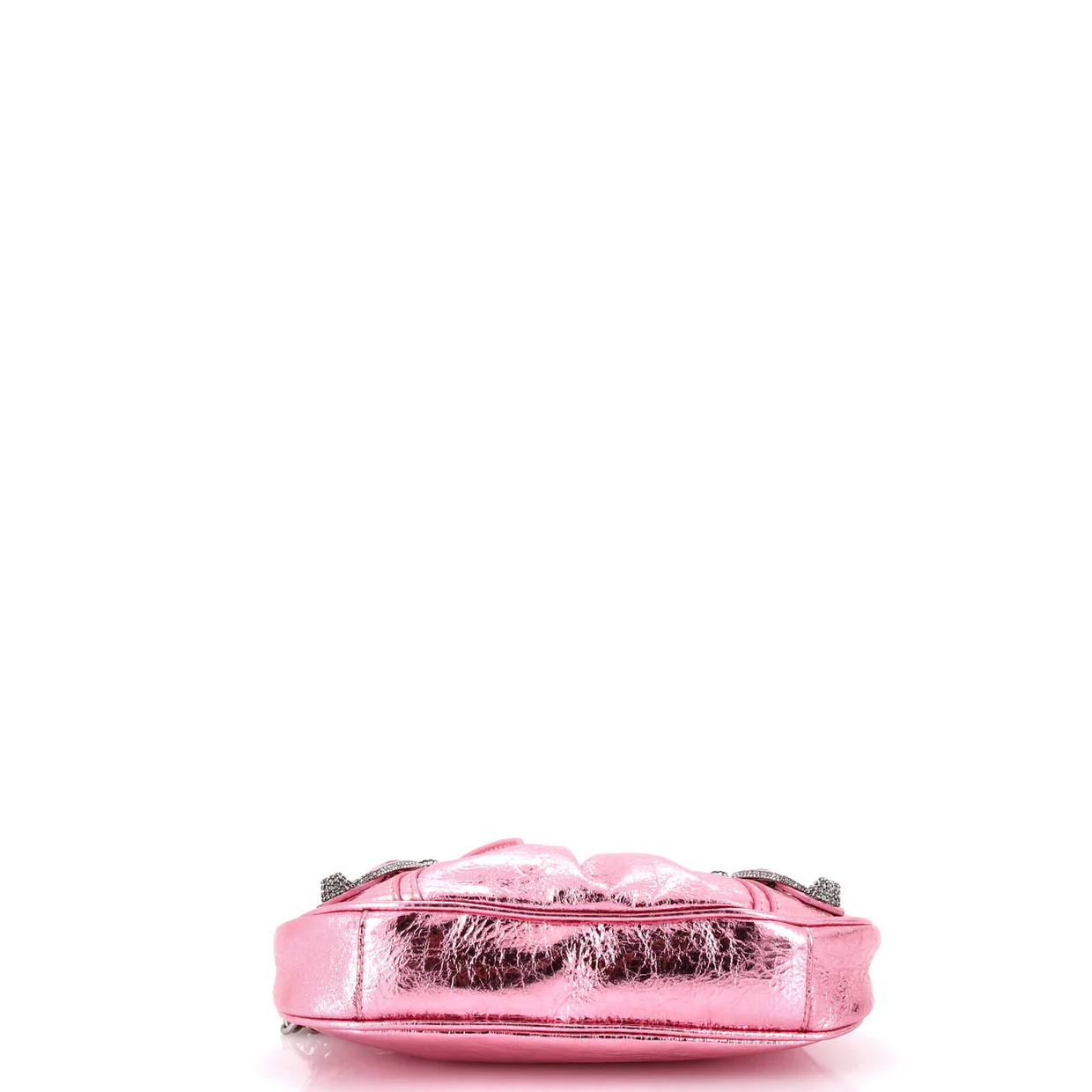 Le Cagole Giant Studs Shoulder Bag Leather with Crystals Mini - Deep Luxury