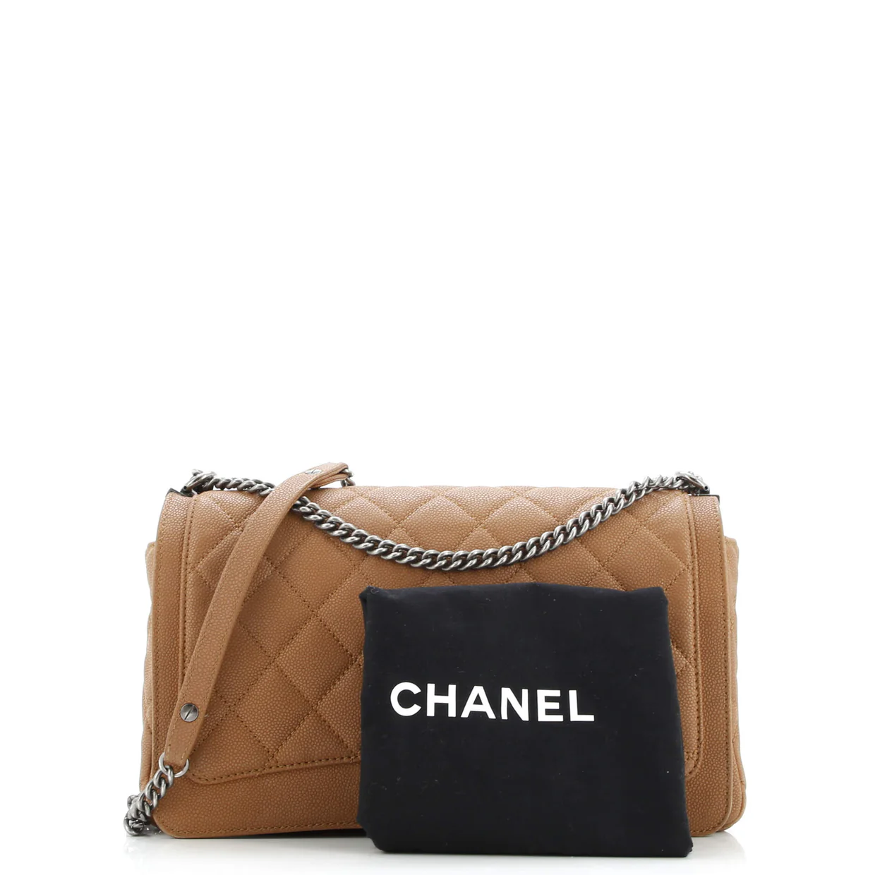 Turn Around Ligne Flap Bag Quilted Washed Caviar Large - Deep Luxury