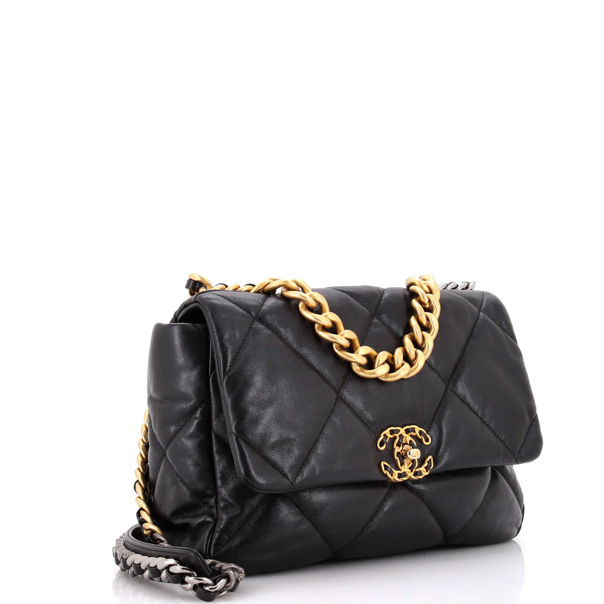 19 Flap Bag Quilted Leather Large - Deep Luxury