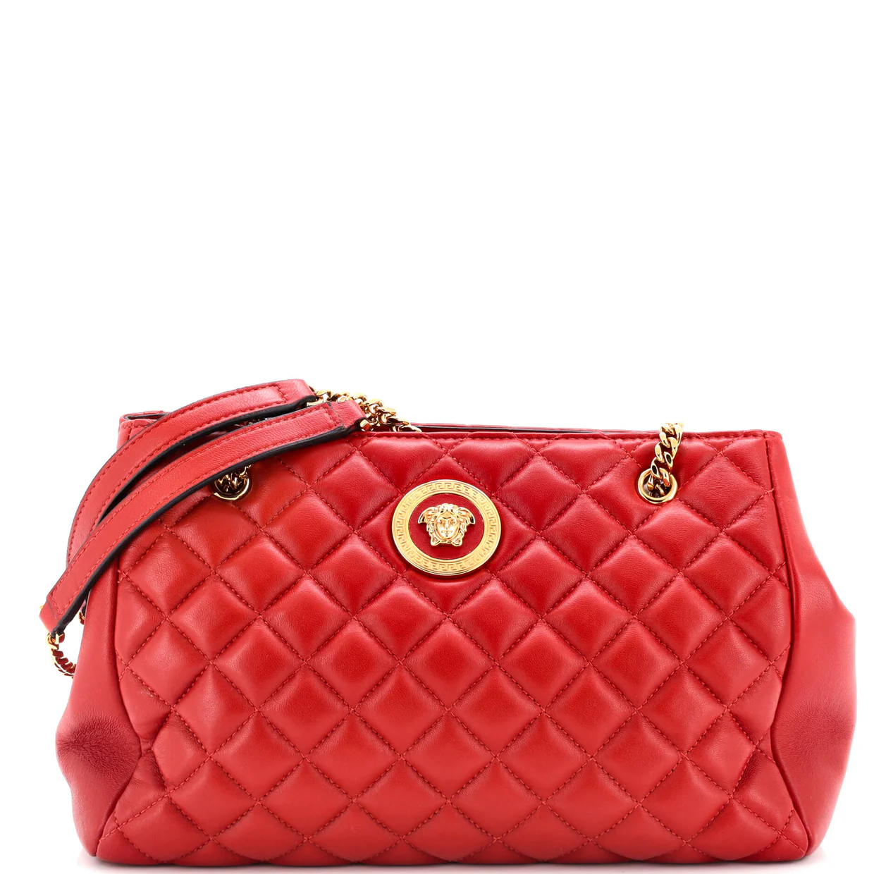 Medusa Icon Open Chain Tote Quilted Leather Small - Deep Luxury