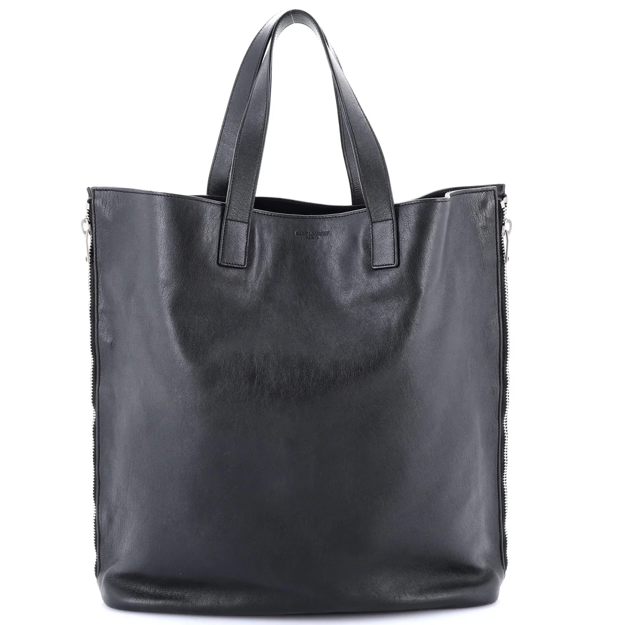 Side Zip Shopper Tote Leather Tall - Deep Luxury
