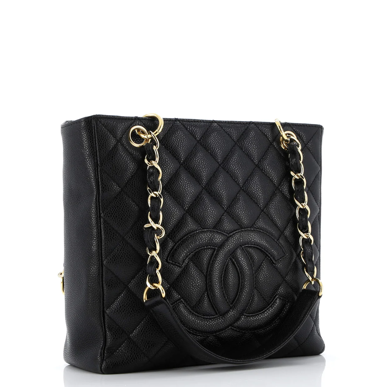 Petite Shopping Tote Quilted Caviar - Deep Luxury
