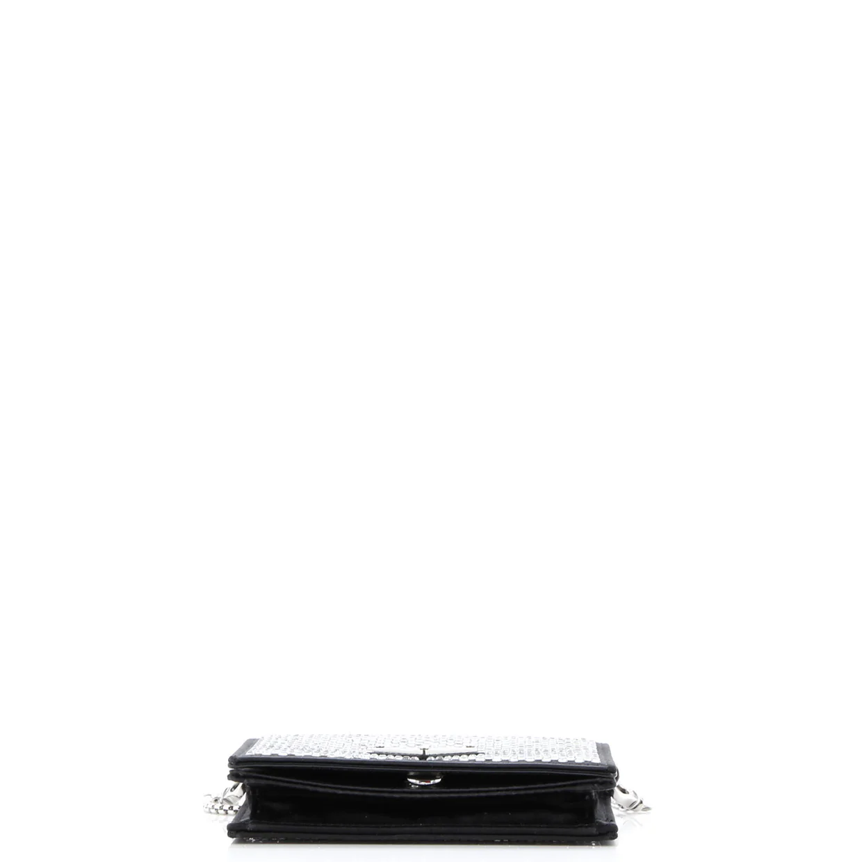 Flap Card Holder with Chain Satin with Crystals - Deep Luxury