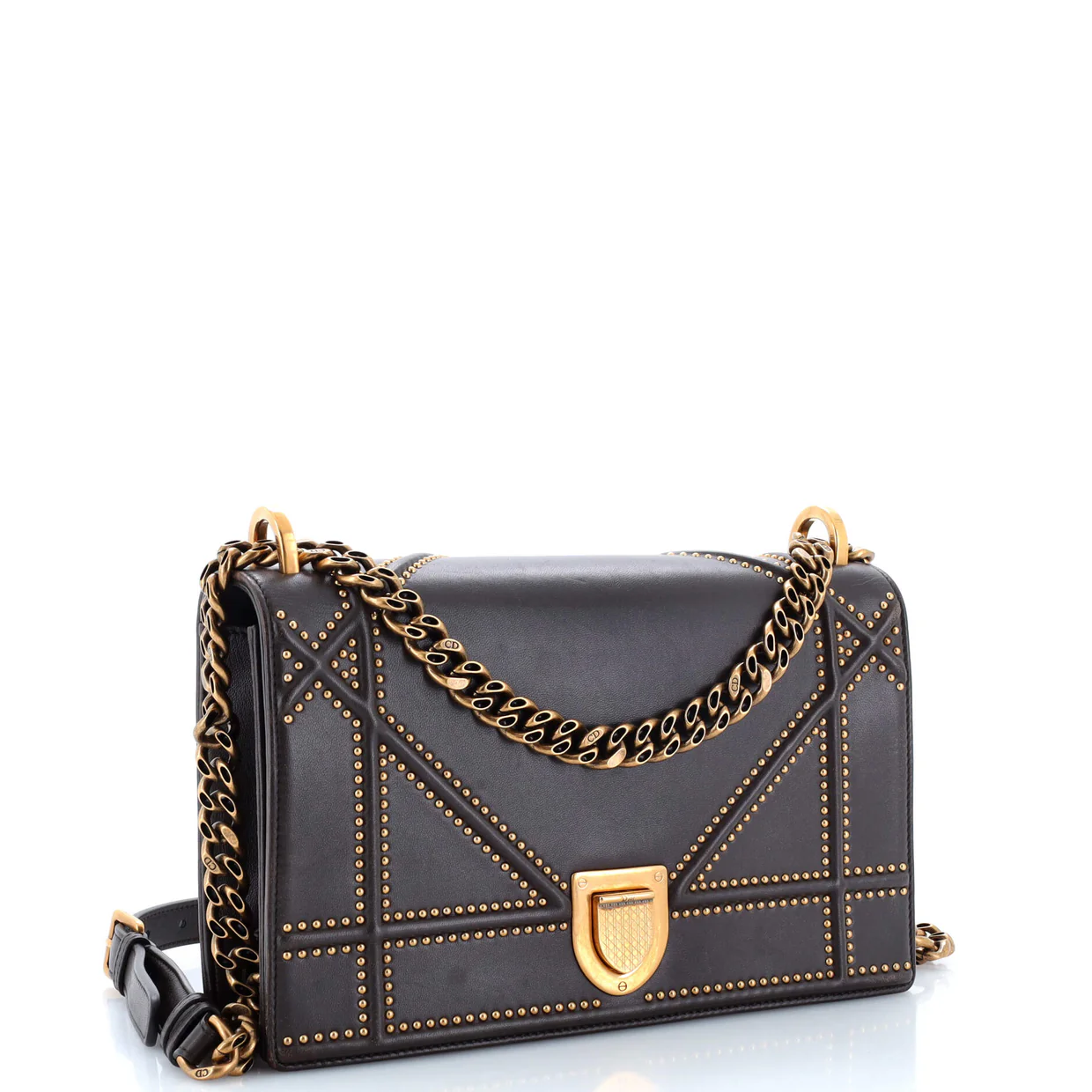 Diorama Flap Bag Studded Leather Medium - Deep Luxury