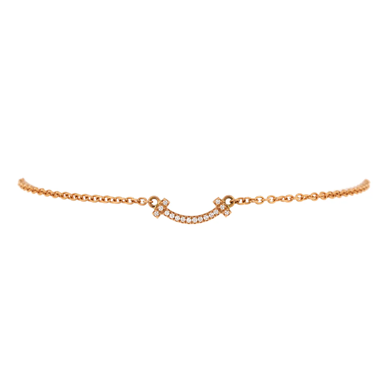 T Smile Chain Bracelet 18K Rose Gold with Diamonds Mini - Deep Luxury